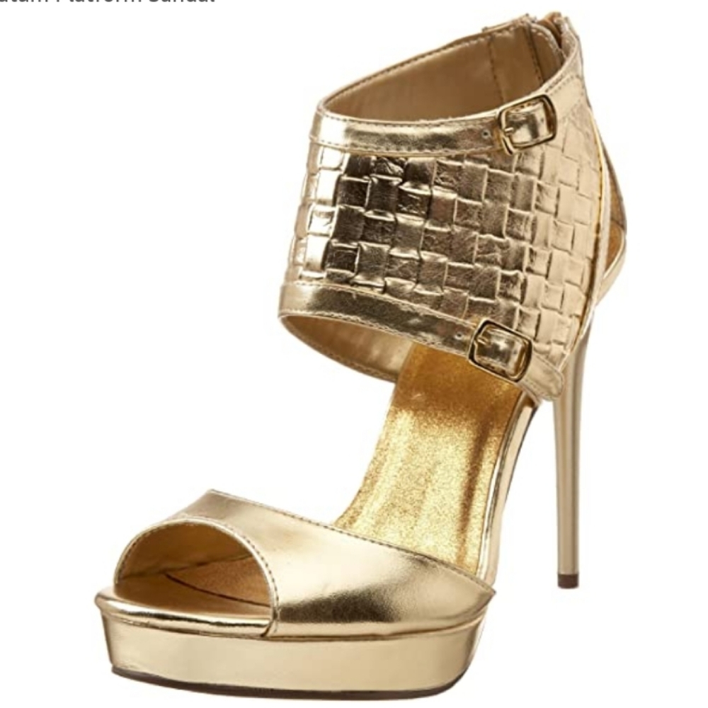 Michael Antonio Tatum Gold platform heels